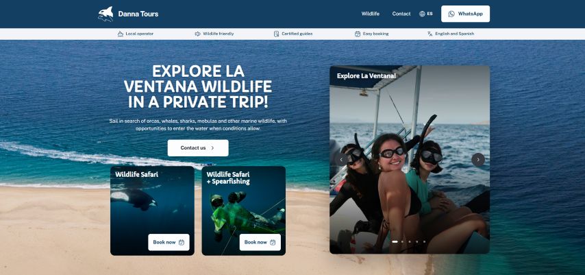 Danna Tours website homepage